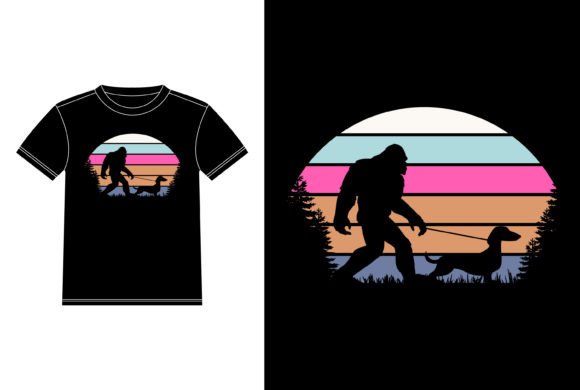 Bigfoot Walking Dachshund Gift: Graphics & T-Shirt Designs