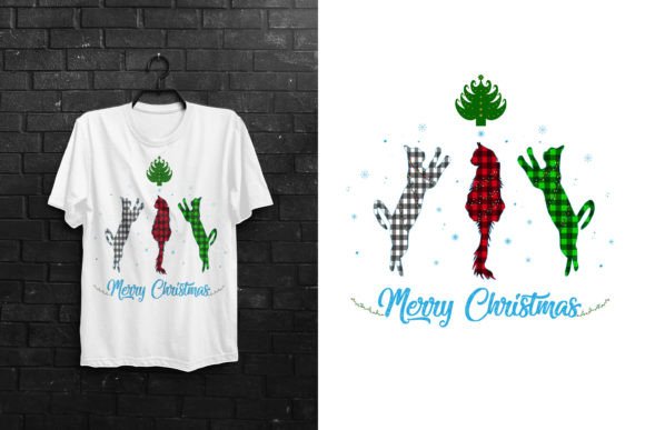 Merry Christmas Cat T-Shirt Design for Festive Branding